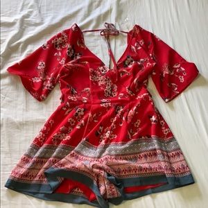 NEVER WORN... Red floral pattern romper